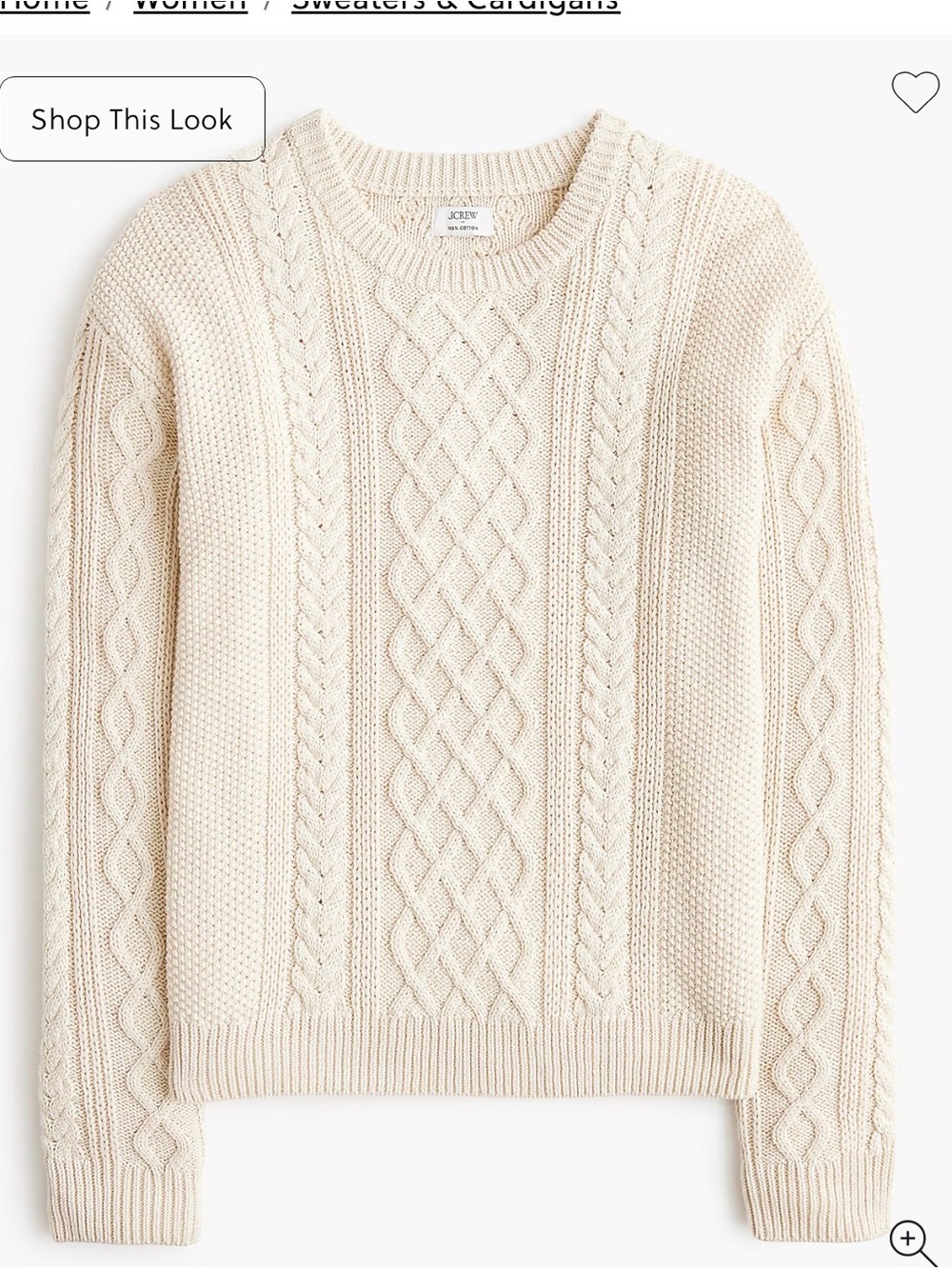 J. Crew Factory Cotton Cable Crewneck Sweater